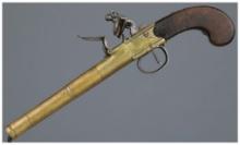 Engraved Ketland & Co. Brass Boxlock Flintlock Pistol