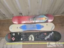 (3) Snowboards, Snowboard Boot Bindings, Surf Gear,