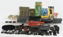 LOT OF VARIOUS FIREARM MAGZINES, HOLSTERS, ETC