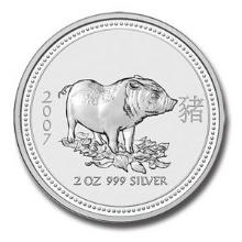 2007 Australia 2 oz Silver Lunar Pig