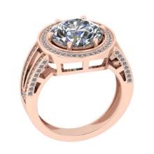 5.07 Ctw SI2/I1 Diamond Style Prong Set 18K Rose Gold Engagement Halo Ring