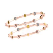6.96 Ctw VS/SI1 Fancy Natural Yellow Brown and white Diamond 14K Rose Gold Bangle set