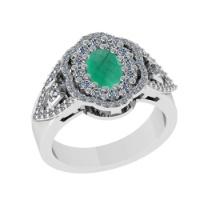 1.73 Ctw VS/SI1 Emerald and Diamond14K White Gold Engagement Ring