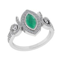 0.93 Ctw VS/SI1 Emerald and Diamond14K White Gold Engagement Ring