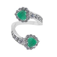 4.24 Ctw VS/SI1 Emerald and Diamond14K White Gold Engagement Ring