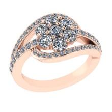 1.50 Ctw VS/SI1 Diamond 14K Rose Gold Cluster Engagement Ring
