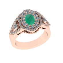 1.73 Ctw VS/SI1 Emerald and Diamond14K Rose Gold Engagement Ring