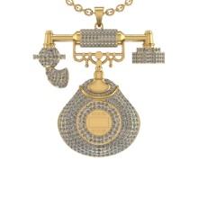 11.99 Ctw VS/SI1 Diamond 14K Yellow Gold Hip Hop theme Pendant Necklace