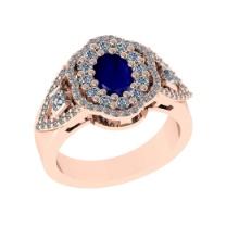 1.73 Ctw VS/SI1 Blue Sapphire and Diamond14K Rose Gold Engagement Ring