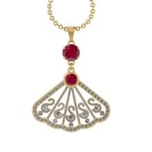 3.33 Ctw VS/SI1 Ruby and Diamond14K Yellow Gold Necklace (ALL DIAMOND ARE LAB GROWN )