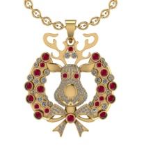 3.02Ctw VS/SI1 Ruby and Diamond 14K Yellow Gold Necklace(ALL DIAMOND ARE LAB GROWN )