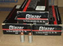 145 Rounds Blazer 9X18 Makarov 95 gr TMJ