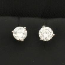 1ct Gia Certified Diamond Stud Earrings In Platinum Settings