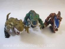 Three Street Sharks Extreme Dinosaurs Action Figures including T-Bone and Bullzeye, 1996 Mattel, 1