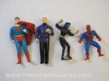 Four Super Hero Action Figures including Superman, Lex Luthor, Spiderman and X-Men Nightcrawler, 5