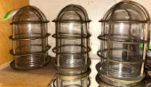 3 Vintage Brass Industrial Light Fixtures