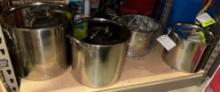 4 Stainless Steel Pots with Lids and Accessories- New and Like New