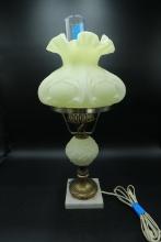 Fenton Custard Satin Glass Lamp
