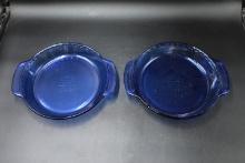 2 Blue Anchor Hocking Pie Plates