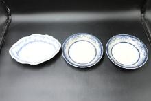 3 Flow Blue Dishes