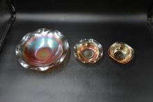 Jeannette Glass Louisa Floragold 3 Bowls