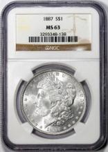 1887 $1 Morgan Silver Dollar Coin NGC MS63