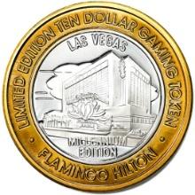 .999 Silver Flamingo Hilton Las Vegas, Nevada $10 Casino Limited Edition Gaming Token