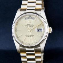 Rolex Men's 18K Yellow Gold Champagne Diamond Day Date President Wristwatch