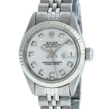 Rolex Ladies Stainless Steel Diamond Datejust Wristwatch