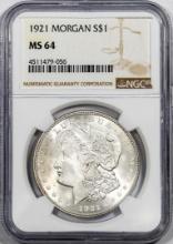 1921 $1 Morgan Silver Dollar Coin NGC MS64