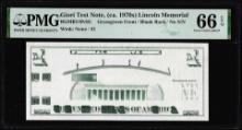 Circa 1970's Lincoln Memorial Giori Test Note PMG Gem Uncirculated 66EPQ