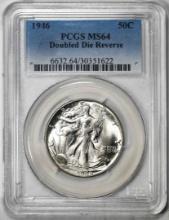 1946 Doubled Die Reverse Walking Liberty Half Dollar Coin PCGS MS64