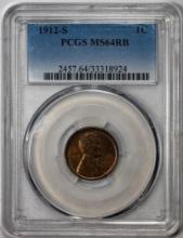 1912-S Lincoln Wheat Cent Coin PCGS MS64RB