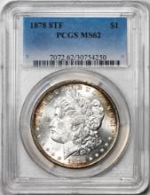 1878 8TF $1 Morgan Silver Dollar Coin PCGS MS62 Nice Toning