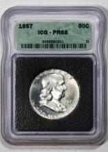 1957 Proof Franklin Half Dollar Coin ICG PR68