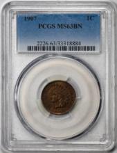 1907 Indian Cent Coin PCGS MS63BN