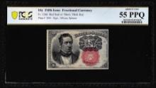 1874 Fifth Issue Ten Cents Fractional Currency Note Fr.1266 PCGS About Unc 55PPQ