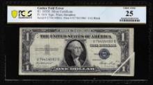 1935E $1 Silver Certificate Note Gutter Fold Error Fr.1614 PCGS Very Fine 25