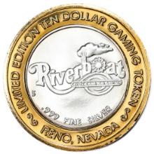 .999 Silver Riverboat Reno, Nevada $10 Casino Limited Edition Gaming Token