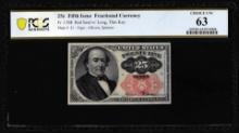 1874 Fifth Issue Twenty-Five Cents Fractional Currency Note Fr.1308 PCGS Choice Unc 63