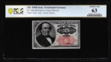1874 Fifth Issue Twenty-Five Cents Fractional Currency Note Fr.1308 PCGS Choice Unc 63