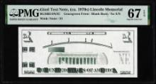 Circa 1970's Lincoln Memorial Giori Test Note PMG Superb Gem Uncirculated 67EPQ