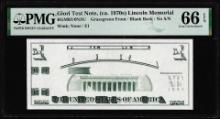 Circa 1970's Lincoln Memorial Giori Test Note PMG Gem Uncirculated 66EPQ