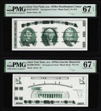 Set of Giori Test Note Washington & Lincoln Memorial PMG Superb Gem Unc 67EPQ