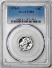 1919-S Mercury Dime Coin PCGS MS65