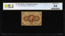 1862 First Issue Five Cents Fractional Currency Note Fr.1230 PCGS Choice Unc 64