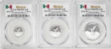 Lot of 2016-Mo Mexico Proof 1/20, 1/10 and 1/4 oz Silver Libertad Coins PCGS PR69DCAM