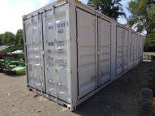 New 40' Storage Container with 4 Side Access Doors, Swing Out Doors on 1 En