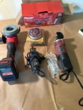 BAUER 20v cordless grinder plus a Dremel plus Chicago electric corded cut off tool