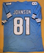 Calvin Johnson Detroit Lions Autographed Custom Football Jersey GA coa
